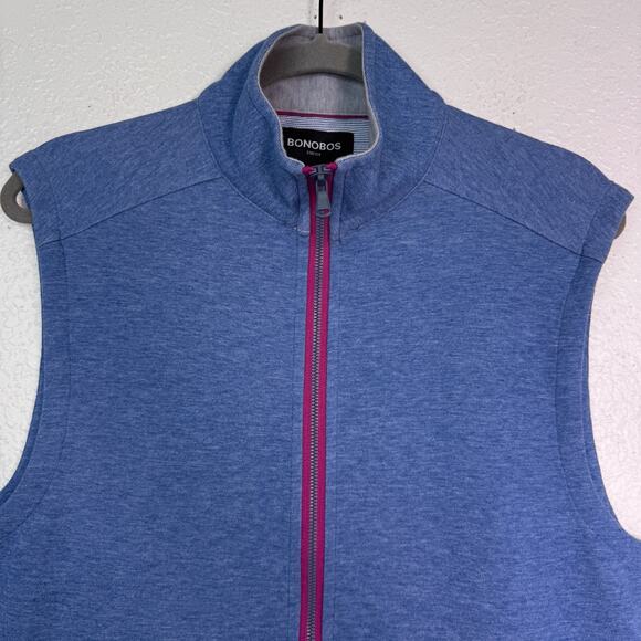 Bonobos Vest Men Small Zip Up Sweater Golf Athleisure Preppy Zip Pockets Blue S - Picture 4 of 10